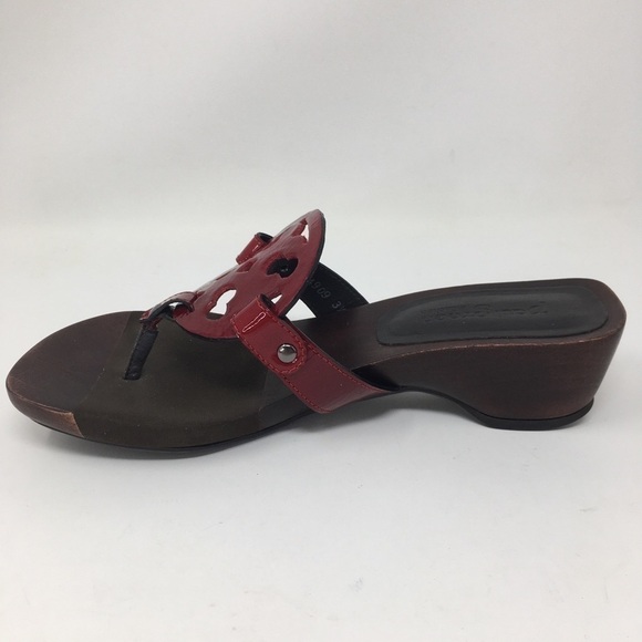 Paul Green Sandals Red Patent Leather Flip Flop Size 6 - Picture 11 of 12